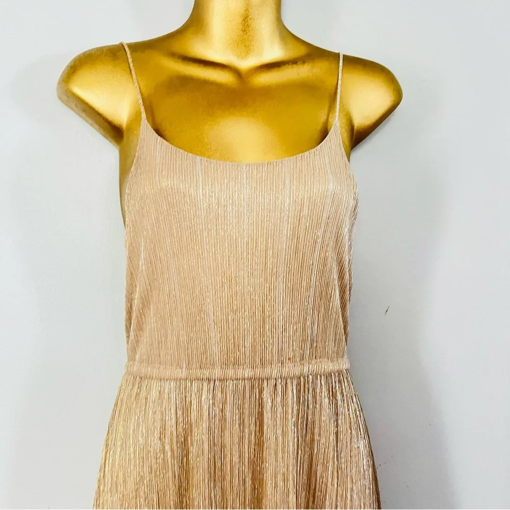 Mango Metallic Gold Midi Dress